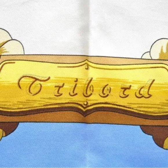 Authentic HERMES Carre 90 Scarf "Tribord" Silk Blue - Picture 13 of 16